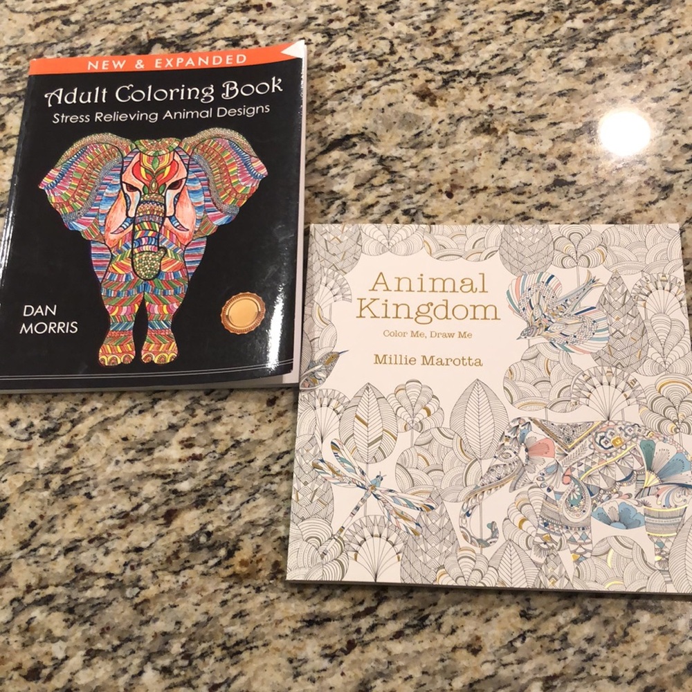 Two NEW adult animal coloring books - by Millie Marietta and Dan Morris